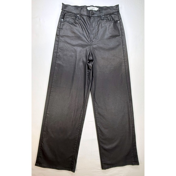 Hidden Los Angeles Womens  Black Coated Wide Leg Pants High Waist, Sz 28-EUC - Picture 1 of 8